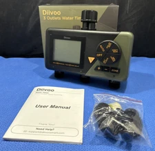 Diivoo Sprinkler Timer 3 Zone, Programmable Water Hose Timer 3 Outlet for Garden
