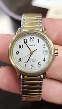 Timex Indiglo Watch WR 30M Two Tone Quartz Analog Women's Stretch Untested As Is