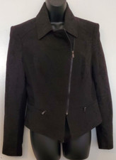 Cache Black Textured Stretch Lined Suit Jacket Sz 8