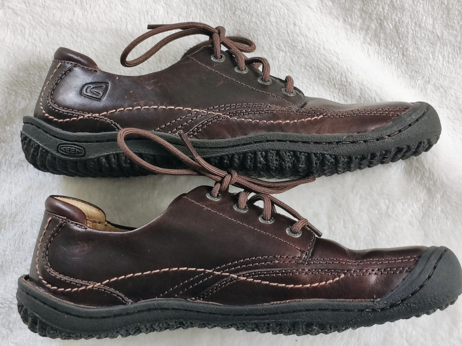 Scarpe sneaker Oxford Keen stringate comode dorate pelle marrone donna 7