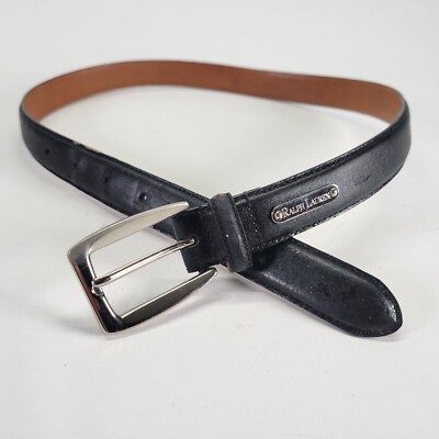 Ralph Lauren Collection Black Leather Belt With Silver Buckle Size 28 Ralph Lauren Belt Womens Small 28 Black Italian Leather  main image 2