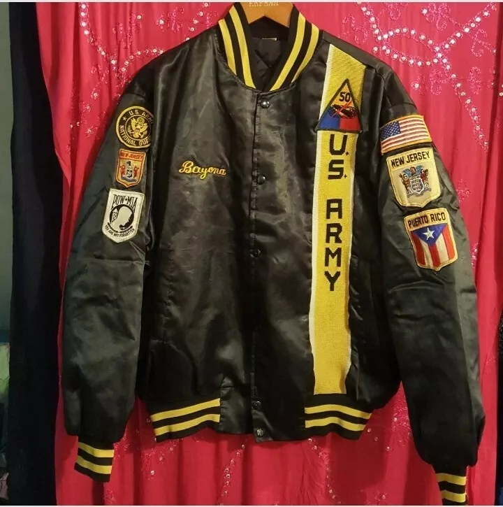 Bomber Jacket US Army Puerto Rico New Jersey D 2 39 Black Men s