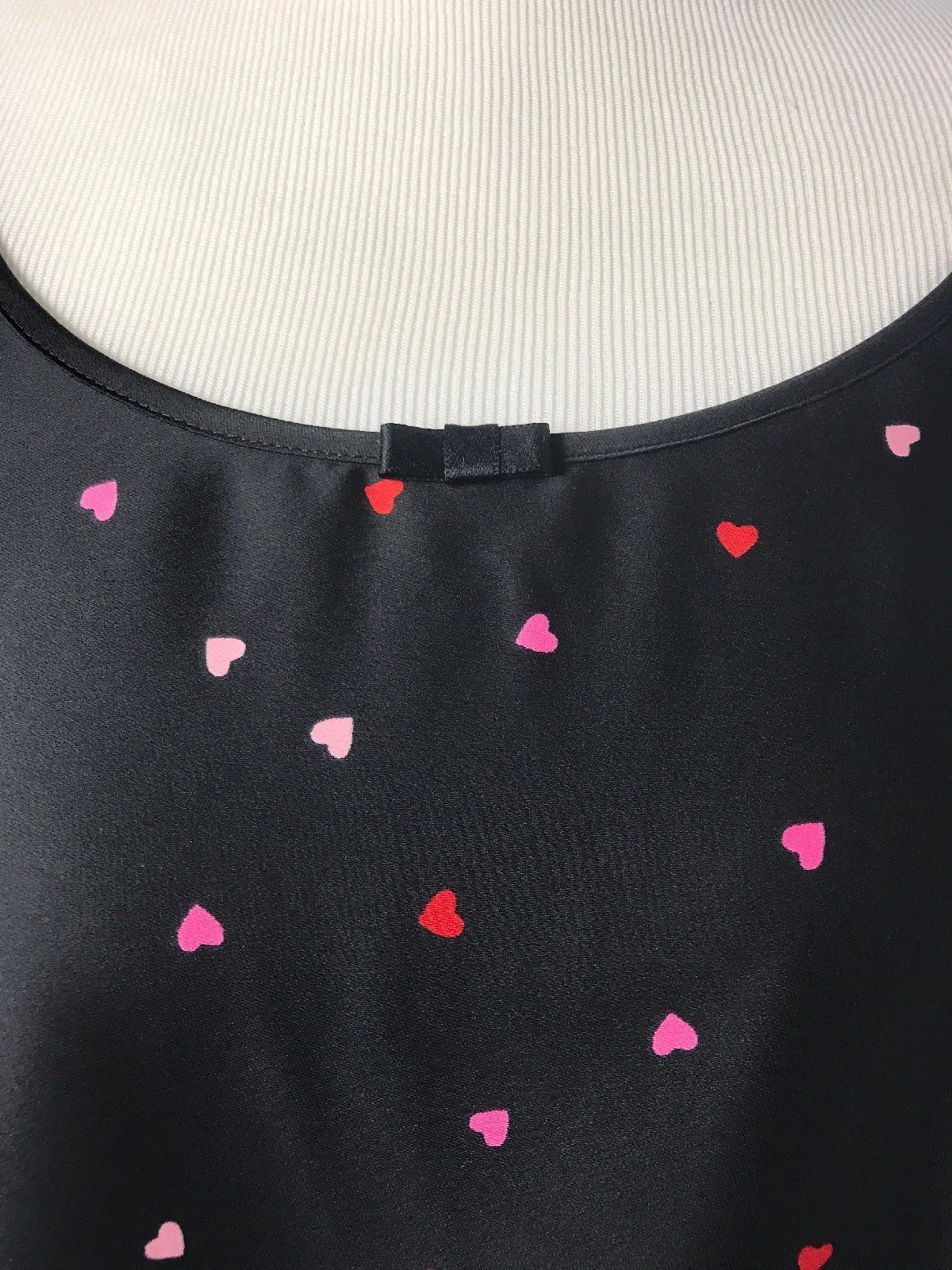 Kate Spade Chemise Gown Black Pink Red Hearts Womens Sz Medium MSRP $78