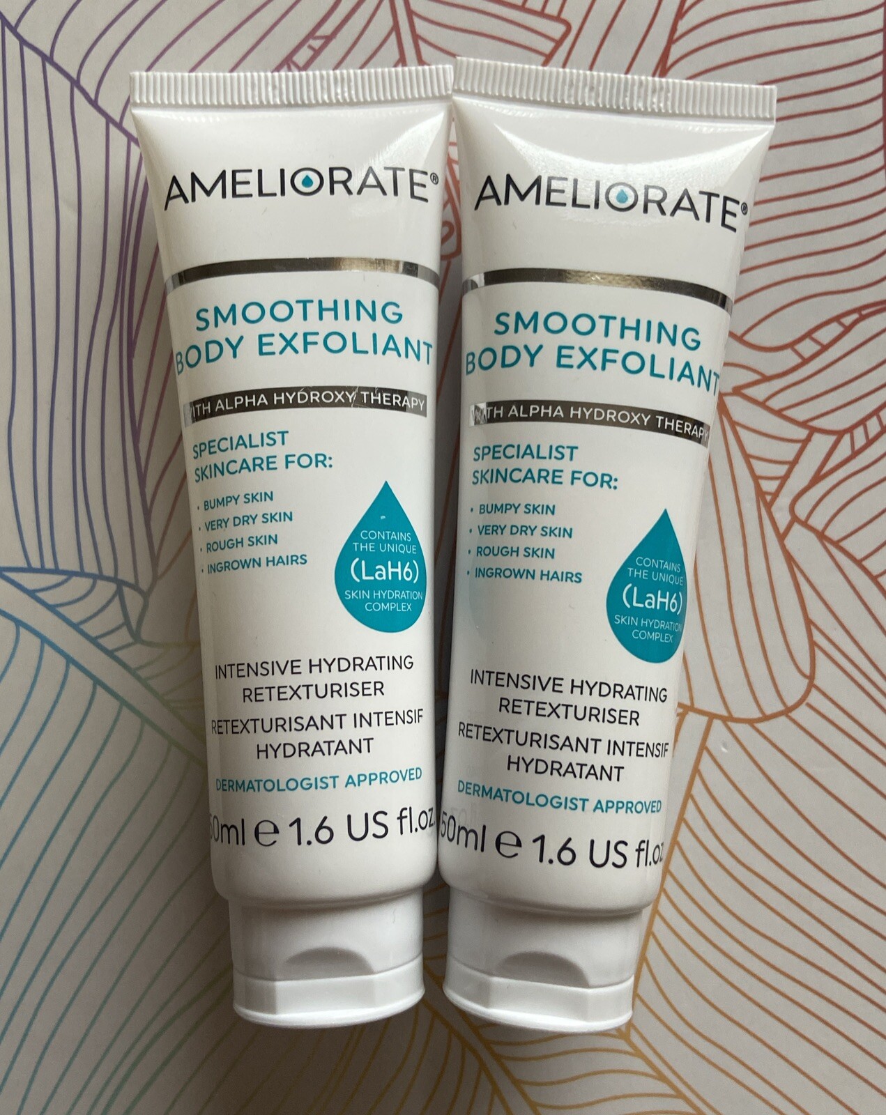 Ameliorate Smoothing Body Exfoliant Intensive Hydrating Retexturiser 50ml x2 NEW