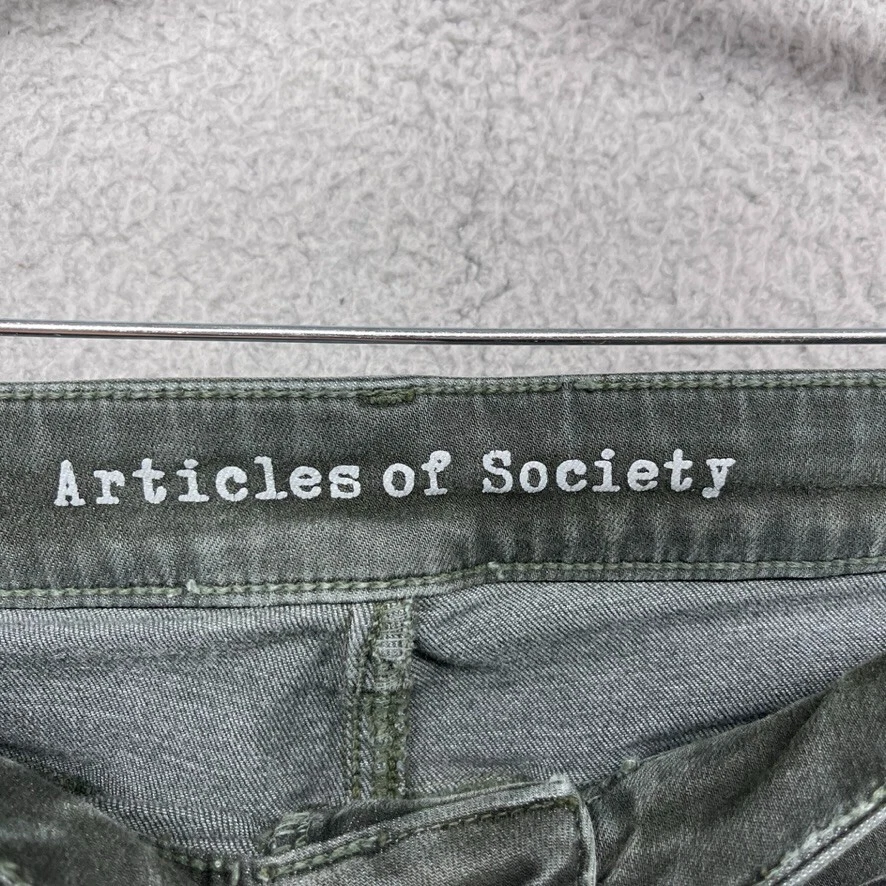 Jean Articles of Society para mujer verde ajustado tiro medio bolsillos talla 28 Foto 4 de 4
