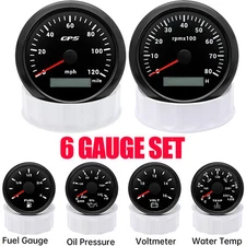 6 Gauge Set 85mm GPS Speedometer 120MPH Tachometer Gauge Waterproof for Boat Car