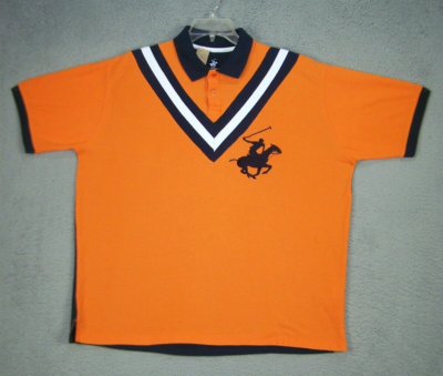 Beverly Hills Polo Club Polo Shirt Adult XXL Orange Classic Big