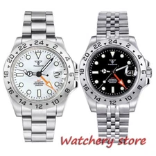 Tandorio 39mm White Dial Orange GMT Luminous Dial Japan NH34 Mens Wristwatch