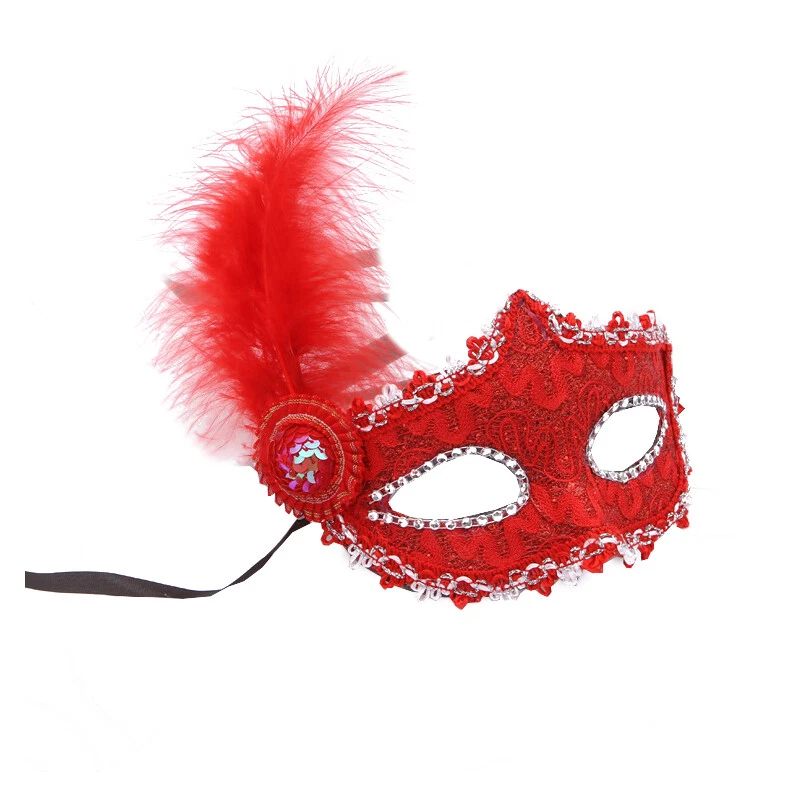 Glitter Masquerade Feather Venetian Mask Fancy Dress Party Theme Ball Eye Mask - Image 3 of 4