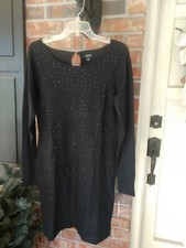 Women's Sweater Dress Apt 9 Black Beaded Size Medium MWT
