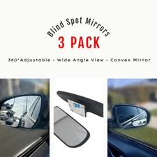 3Pk Blind Spot Mirror Auto 360° Wide Angle Convex Rear Side View Car Truck SUV