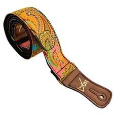 The Pink 60s Paisley Guitar Strap- Vtar Handmade Vegan Guitar Straps