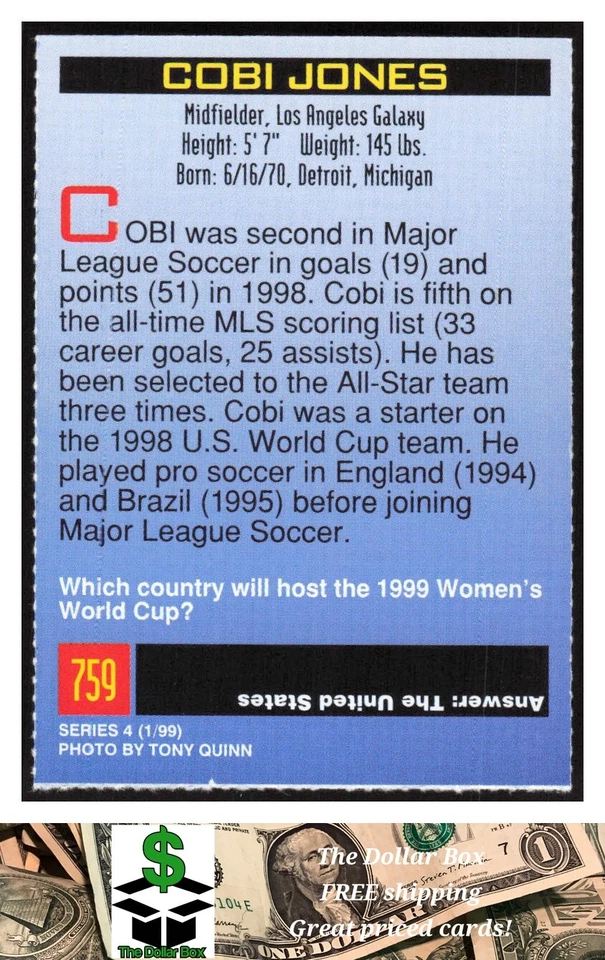 1999 Sports Illustrated for Kids #759 Cobi Jones - Los Angeles Galaxy RC - Image 2 of 2