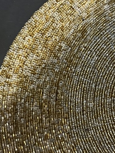 13” Round Glass Beaded Gold /Silver Placemats Set Of 4 Holiday - Picture 3 of 5
