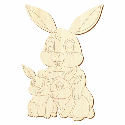 Holz Hasenfamilie - Deko Basteln 5-50cm