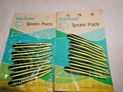 2 CARDS ORIGINAL BASS BUSTER BEETLE SPIN SPARE Body 3in.Black/Yellow Strips Lure