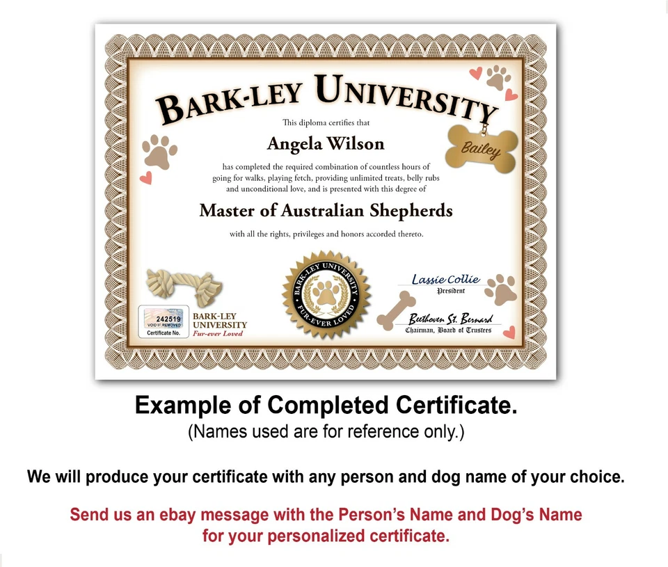 Australian Shepherd PERSONALIZED CERTIFICATE Diploma - Dog Tag Toy - Lover GIFT - Image 3 of 3