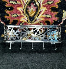 Metal Wall Mounted Key and Mail Sorter Storage Rack, Chromed Steel & Mesh, *NEW*