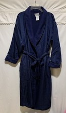    Vintage Jaclyn Smith Studio Midnight Blue Satin Damask Lined Long Robe Small