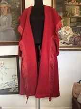 Davide Cenci Red Wool Lagenlook Oversized Coat L Shawl Collar Xl Xxl