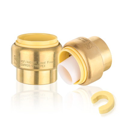 EFIELD (2 to100 Pack) 1/2 Inch Push Fit Plug End Cap Brass Fittings Lead Free