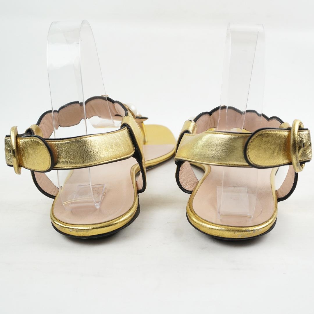 GUCCIゴールド オープントゥパンプス 832443_DKT00_7100_012_095_0000