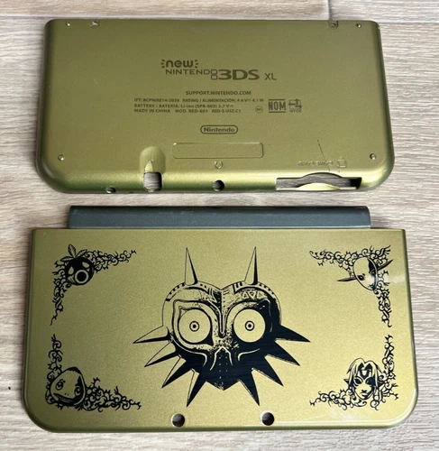 Nintendo 3DS XL Clip Armor Gold Case Shell Legend of Zelda Majora's Mask Cracked