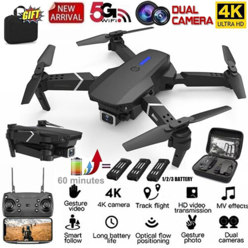 E88 Pro WIFI FPV Quadcopter With Fordable HD 4K Wide Angle Dual Camera RC Drone