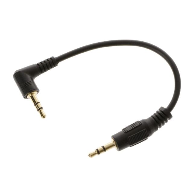 Short Gold 3.5mm 10cm Male Right Angle To Male Right Stereo Car AUX Cable