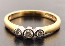 18ct Yellow Gold 0.2ct Three-Stone Diamond Ring, UK Size M, Hallmarked