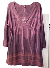 DB SPORT Womens Purple Knit Long Sleeved Sweater Made in the USA Boho Sz L
