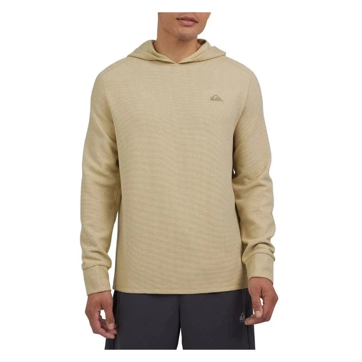 NEW Quiksilver Men's Size Small Regular Fit Thermal Hoodie Tan Long Sleeve