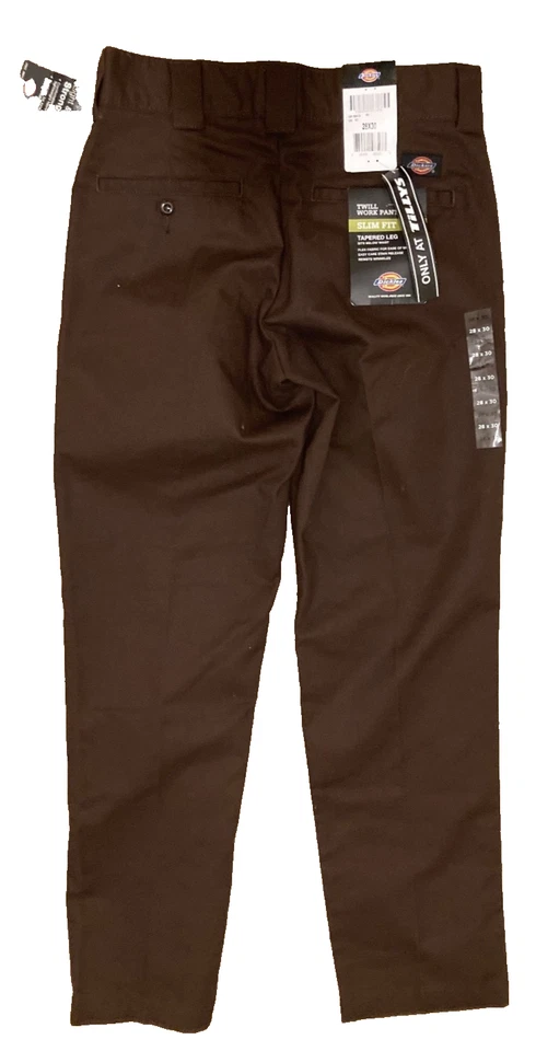 Pantalones de Trabajo Dickies Sarga Pierna Cónica Calce Ajustado Flex Marrón Para Hombres 28x30" Nuevos con Etiquetas Foto 2 de 4