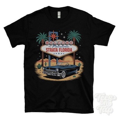 Lustiges T-SHIRT STRATA FLORIDA LAS VEGAS ZEICHENPARODIE Ceredigion Wales
