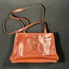 Damen Leder Handtasche Schultertasche Braun Cognac Echtleder Vintage Look Elegan