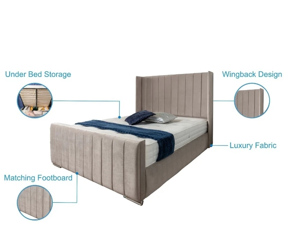 3FT OTTOMAN STORAGE BED/HEADBOARD & ORTHOPEDIC MATTRESS - PLUSH GREY VELVET. - Image 2 of 2