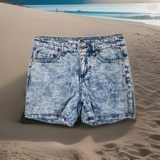 Mossimo Women's Whte Blue Shorts High Rise Short Distressed Size 4/27 K0901
