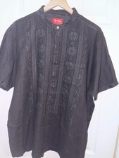 SS17 Supreme Embroidered Black Band Buttoned Shirt Size Large