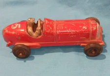 HUBLEY KIDDIE TOY NO. 5 CAST METAL RED INDY RACE CAR WITH DRIVER CIRCA 1950'S