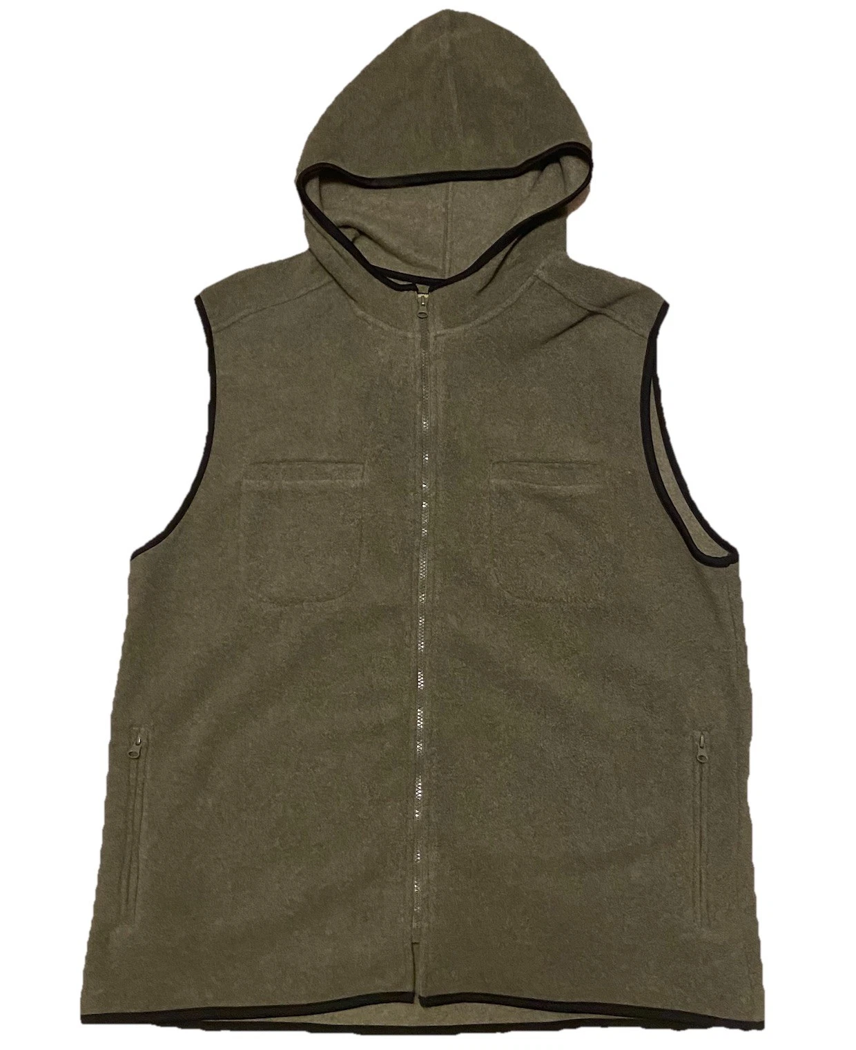 Vintage Naturalife Mens Vest XL Hood Full Zip Sleeveless Fleece Outdoor Nature
