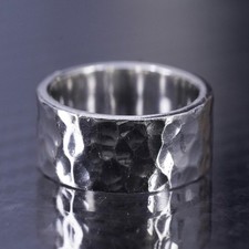 size 7.5, vintage sterling silver 925 handmade hammered ring wide band