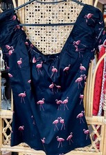 Vintage style flamingo Rockabiily top by Collectif Size 10 New With Tags