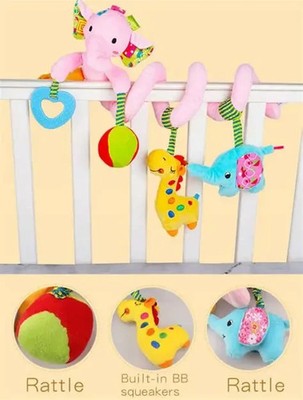 Sozzy- Crib Spiral Toy or for Stroller, Car Seat, Bassinet  -Pink Elephant
