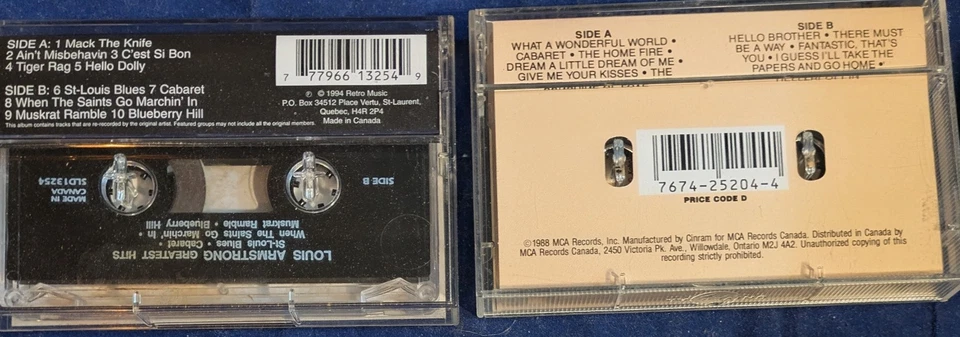 Lot Of 2 LOUIS ARMSTRONG CASSETTE TAPES Greatest Hits & What A Wonderful World  Foto 2 de 3