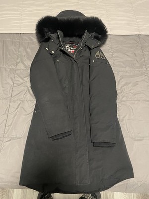 Authentic Used Women s Black Stirling Parka Moose Knuckle Coat Size Small (DM S)