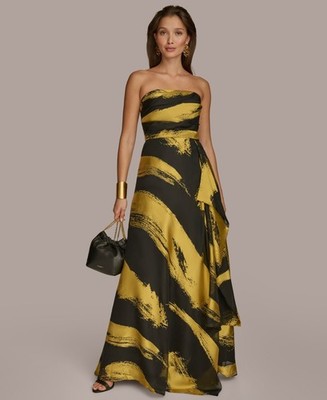 Donna Karan New YorkWomen's Strapless Ruffle-Front Gown Size  4  14