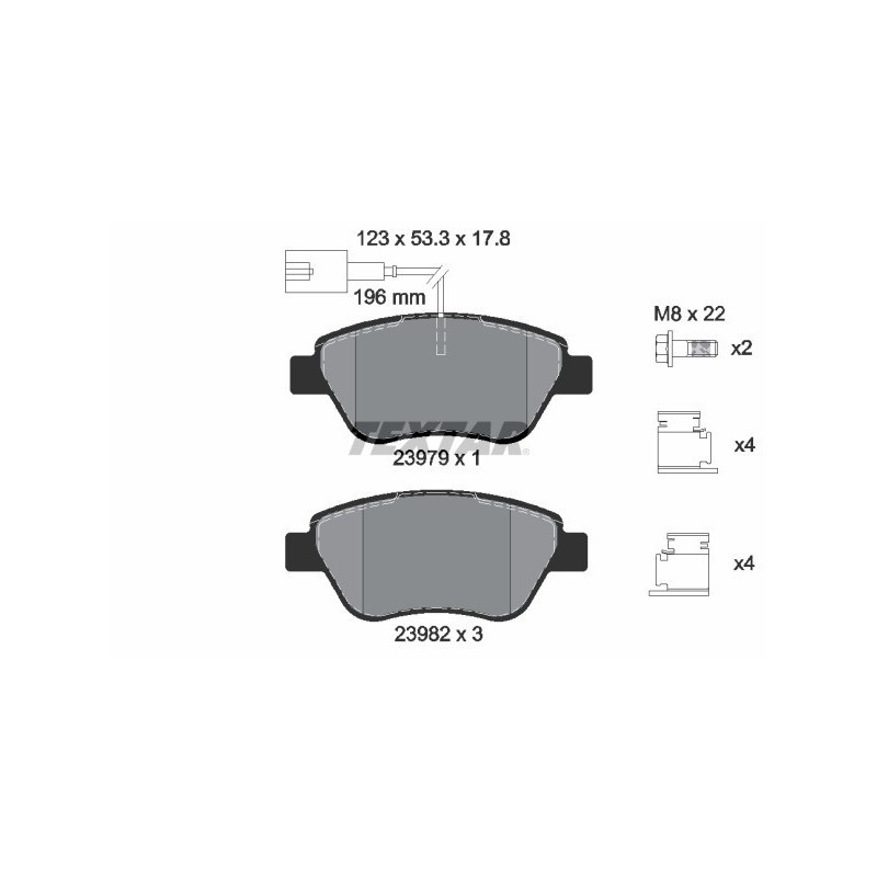 TEXTAR 2397903 Brake Pads Set Front for Bipper Nemo 500 Doblo Fiorino Qubo