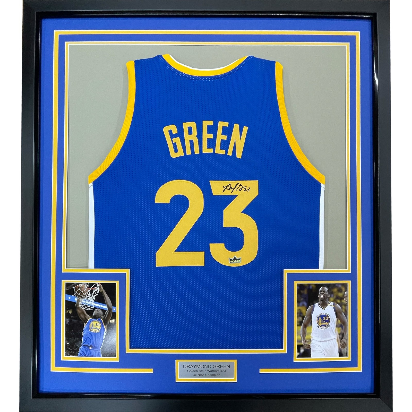 Framed Facsimile Autographed Draymond Green 35x39 Blue Jersey