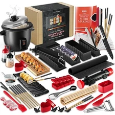Sushi Making Kit - Complete Sushi Maker Kit with Bazooka Roller, Rice Cooker,...