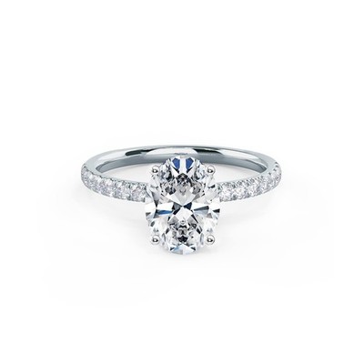 Engagement Ring 2 CT Moissanite Oval Cut Pave Engagement Rings for Women Plat...